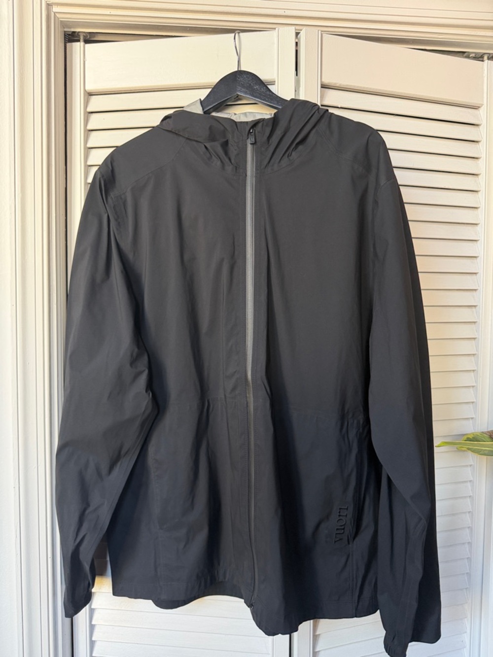 Vuori Black Hooded Rain Jacket